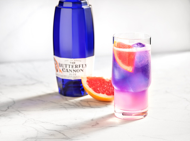 Butterfly Cannon Blue Tequila Paloma - The World’s First Colour Changing Tequila 

1oz  The Butterfly Cannon Blue Tequila | 3oz Sparkling Grapefruit Soda. 
Garnish: Slice of Grapefruit