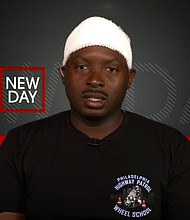 Sergio Diggs, one of the two police officers injured in a shooting during a July Fourth celebration in Philadelphia, didn't realize he had been shot until he arrived at a hospital and found a bullet lodged in his hat, he told CNN
Mandatory Credit: CNN