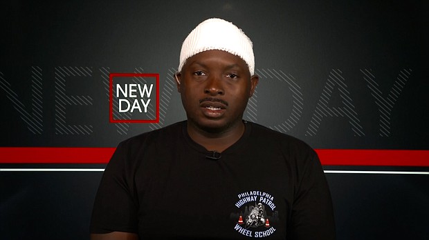 Sergio Diggs, one of the two police officers injured in a shooting during a July Fourth celebration in Philadelphia, didn't realize he had been shot until he arrived at a hospital and found a bullet lodged in his hat, he told CNN
Mandatory Credit:	CNN