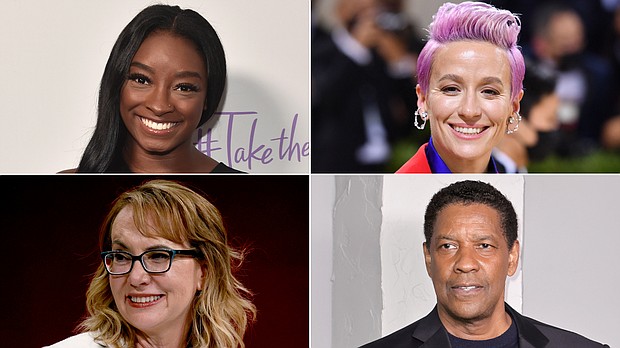President Joe Biden on July 7 will award the presidential Medal of Freedom to 17 people, including Olympic gymnast Simone Biles, top left, Academy Award-winning actor Denzel Washington, and former congresswoman Gabrielle Giffords.
Mandatory Credit:	Getty Images
