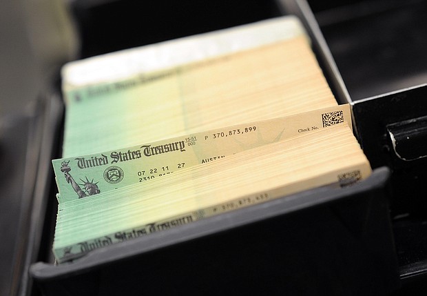 Social Security recipients could see a 10.5% increase in their payments next year, driven by the steep rise in inflation, according to a new estimate and pictured, U.S. Treasury checks on July 18, 2011 in Philadelphia, Pennsylvania.
Mandatory Credit:	William Thomas Cain/Getty Images