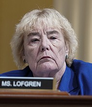 Rep. Zoe Lofgren, listens as the House select committee investigating the Jan. 6 attack on the U.S. Capitol holds a hearing at the Capitol in Washington, July 12.
Mandatory Credit:	Jacquelyn Martin/AP