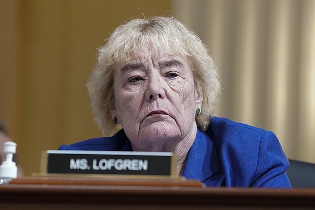 Rep. Zoe Lofgren, listens as the House select committee investigating the Jan. 6 attack on the U.S. Capitol holds a hearing at the Capitol in Washington, July 12.
Mandatory Credit:	Jacquelyn Martin/AP