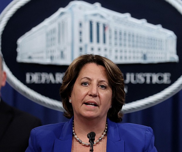 The US Justice Department seized approximately half a million dollars that North Korean government-backed hackers had either extorted from US health care organizations or used to launder ransom payments, deputy Attorney General Lisa Monaco said Tuesday.
Mandatory Credit:	JONATHAN ERNST/AFP/POOL/Getty Images