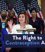House Speaker Nancy Pelosi speaks during an event on Capitol Hill earlier this week in Washington, DC.  The House is expected to vote on July 21 on a bill that would guarantee access to contraception.
Mandatory Credit:	Win McNamee/Getty Images