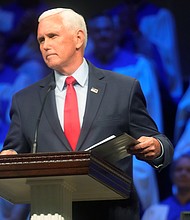 Former Vice President Mike Pence, seen here on July 20, is set to offer a roadmap for conservatives in a speech in Washington on July 25.
Mandatory Credit:	Meg Kinnard/AP