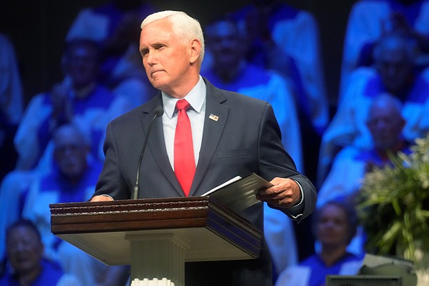 Former Vice President Mike Pence, seen here on July 20, is set to offer a roadmap for conservatives in a speech in Washington on July 25.
Mandatory Credit:	Meg Kinnard/AP