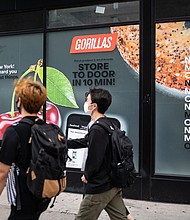 Gorillas, an ultra-fast delivery startup founded in Germany, launched in the US in May 2021.
Mandatory Credit:	Bernd von Jutrczenka/picture alliance/Getty Images