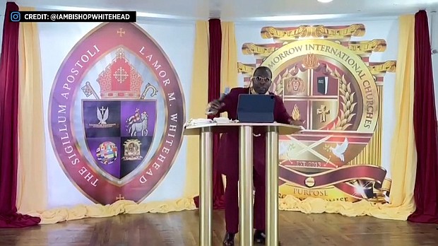 The robbery of Pastor Lamor Miller-Whitehead in Brooklyn was captured on livestream video that has since been removed.
Mandatory Credit:	WCBS, @IAMBISHOPWHITEHEAD