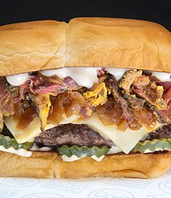 The Uncle Morty burger is the newest creation curated by Sam the Cooking Guy for Dog Haus’ Chef Collaboration series. Dog Haus