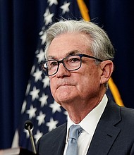 U.S. Federal Reserve Board Chairman Jerome Powell faces reporters after the Federal Reserve raised its target interest rate by three-quarters of a percentage point to stem a disruptive surge in inflation, during a news conference following a two-day meeting of the Federal Open Market Committee (FOMC) in Washington, U.S., June 15.
Mandatory Credit:	Elizabeth Frantz/Reuters