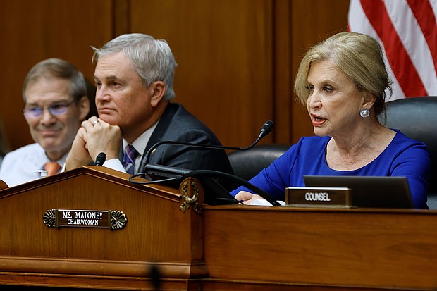 House Oversight Chairwoman Carolyn Maloney, a Democrat from New York, is pictured at a committee hearing in June.
Mandatory Credit:	Chip Somodevilla/Getty Images
