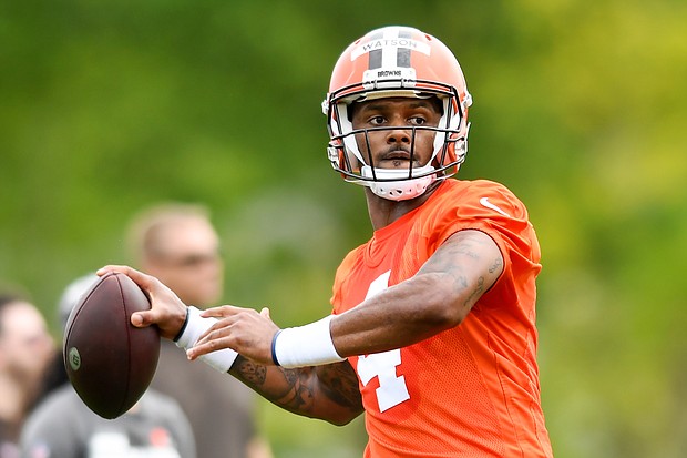 Cleveland Browns quarterback Deshaun Watson's suspension decision is expected to come Monday. Watson is pictured here on May 25 in Berea, Ohio.
Mandatory Credit:	Nick Cammett/Getty Images