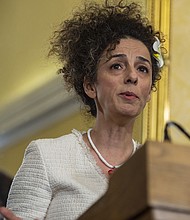 Journalist Masih Alinejad is speaking during a news conference in Washington, DC, on December 2, 2021. A man armed with an AK-47-style rifle was arrested Thursday afternoon outside her Brooklyn home.
Mandatory Credit:	Bonnie Cash/UPI/Shutterstock