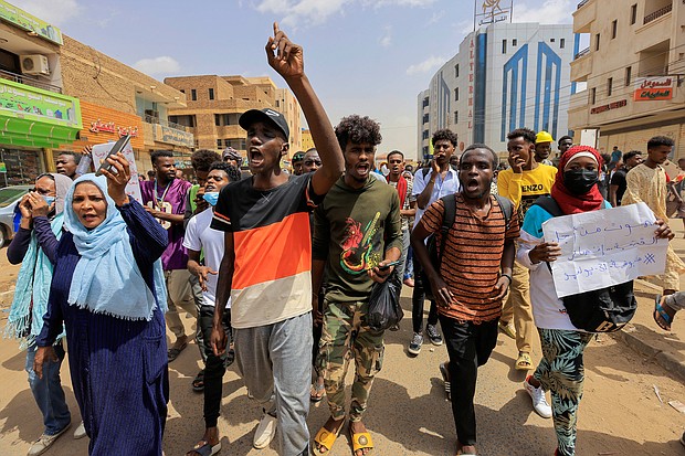 Protesters march during a rally against military rule following the last coup, in Khartoum, Sudan, on July 31.
Mandatory Credit:	Mohamed Nureldin Abdallah/Reuters