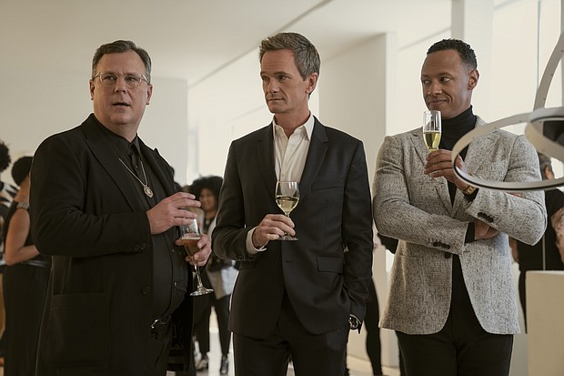 Brooks Ashmanskas, Neil Patrick Harris and Emerson Brooks in the Netflix comedy 'Uncoupled.'
Mandatory Credit:	Sarah Shatz/Netflix