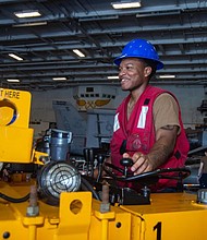 Aviation Ordnanceman Airman, Keandre Smith
Photo by Petty Officer 3rd Class Crayton Agnew 
USS Harry S Truman