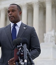 A Kentucky court of appeals has reinstated the state law banning abortion. Pictured is Kentucky Attorney General Daniel Cameron speaking to members of the press at the Supreme Court on October 12, 2021 in Washington.
Mandatory Credit:	Alex Wong/Getty Images