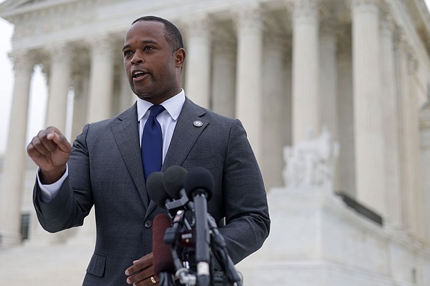 A Kentucky court of appeals has reinstated the state law banning abortion. Pictured is Kentucky Attorney General Daniel Cameron speaking to members of the press at the Supreme Court on October 12, 2021 in Washington.
Mandatory Credit:	Alex Wong/Getty Images