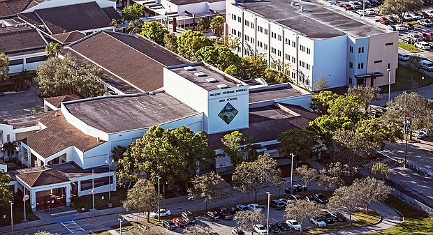 Jurors from the sentencing portion of the trial for the gunman who killed 17 people are expected to visit the scene of the massacre at Marjory Stoneman Douglas High School's 1200 building in Parkland, Florida, on August 4.
Mandatory Credit:	Thom Baur/REUTERS/FILE