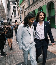 Robinhood got off to a rocky start when it made its Wall Street debut, but hopes for the trading app were high as armchair investors piled into the market hoping to mint quick fortunes. Baiju Bhatt (left) and Vlad Tenev, Robinhood founders are pictured here.
Mandatory Credit:	Spencer Platt/Getty Images