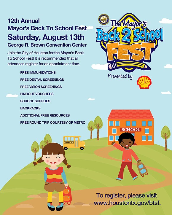 The City of Houston is hosting the 12th Annual Mayor’s Back 2 School Fest for 25,000 kindergarten through fifth grade …