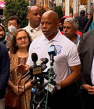 New York Mayor Eric Adams has claimed that some migrants are being "forced" on buses from Texas, as 14 more asylum seekers arrived in the city on August 7 on another bus sent by Texas Gov. Greg Abbott.
Mandatory Credit: WABC