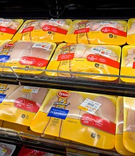 Inflation-weary shoppers are pulling back on buying pricey steaks and switching to cheaper chicken at the grocery store.
Mandatory Credit: Christopher Habermann/The Toidi/Adobe Stock