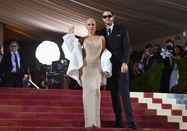 Kim Kardashian and comedian Pete Davidson, seen here arriving for the 2022 Met Gala at the Metropolitan Museum of Art on May 2, in New York, have split, a source close to the couple tells CNN.
Mandatory Credit:	Angela Weiss/AFP/Getty Images