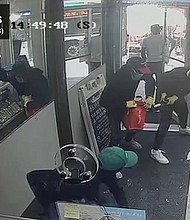 A group of masked men in New York made off with more than $2 million in jewelry on August 5, according to the NYPD.
Mandatory Credit: NYPD Crime Stoppers