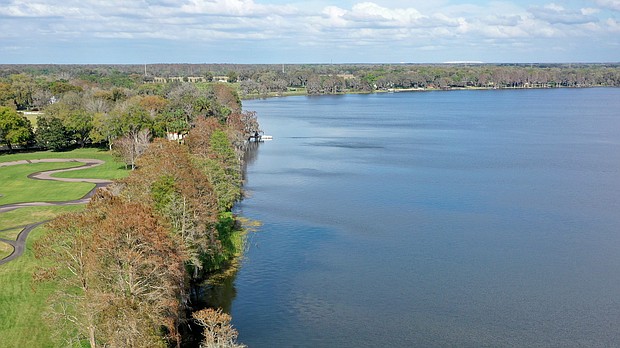 An alligator bit a man at Lake Thonotosassa in Thonotosassa, Florida, shown in a file photo from February 19, 2020. This is a generic photo of Lake Thonotosassa and does not show the specific site of the attack.
Mandatory Credit:	Luis Santana/Tampa Bay Times/ZUMA Press