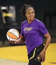 Nneka Ogwumike of the Los Angeles Sparks.
Mandatory Credit:	Meg Oliphant/Getty Images North America/Getty Images