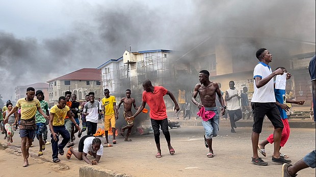 Hundreds of protesters took to the streets of Freetown, Sierra Leone on August 10, protesting inflation and the rising cost of living in the West African country, according to people that CNN spoke to.
Mandatory Credit:	Obtained by CNN