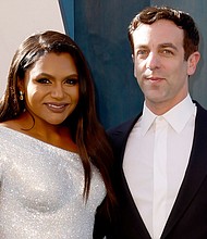 In an interview published on August 9, Mindy Kaling, left, said she isn't bothered by speculation that B. J. Novak, right, is the father of her children.
Mandatory Credit:	Frazer Harrison/Getty Images