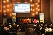 Entrepreneurs hear from guest speakers during the inaugural BLCK Street Conference at The Collaboratory of VA on Monday, Aug. 8.