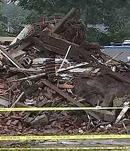A historic but unoccupied building in Meriden, Connecticut was torn down following a partial collapse.
Mandatory Credit:	WFSB