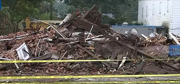A historic but unoccupied building in Meriden, Connecticut was torn down following a partial collapse.
Mandatory Credit:	WFSB