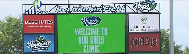 The Hillsboro Hops is teaching the history of women in sports at free girl's youth camp.
Mandatory Credit:	KPTV