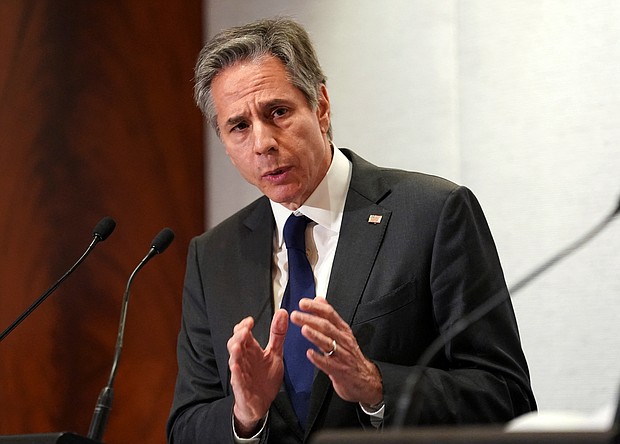 On August 11, Secretary of State Antony Blinken said he had raised "serious concerns" related to human rights with the Democratic Republic of Congo. Blinken is seen here speaking in Australia on February 11.
Mandatory Credit: Kevin Lamarque/Pool/AFP/Getty Images