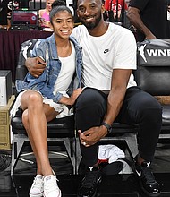 Gianna Bryant and her father, former NBA player Kobe Bryant, attend the WNBA All-Star Game 2019 on July 27, 2019 in Las Vegas, Nevada.
Mandatory Credit:	Ethan Miller/Getty Images