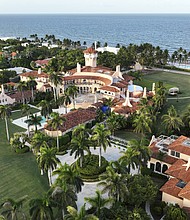 Federal investigators served an earlier grand jury subpoena and took away sensitive national security documents from former President Donald Trump's property in June. Trump's Mar-a-Lago estate is pictured on August 10.
Mandatory Credit:	Steve Helber/AP