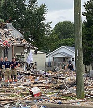 Indiana, Fire Department Chief Mike Connelly confirmed, three people have died and at least 39 homes were damaged after an explosion in Evansville.
Mandatory Credit:	Evansville Mayor Lloyd Winnecke