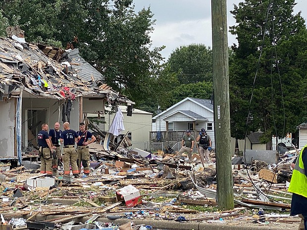 Indiana, Fire Department Chief Mike Connelly confirmed, three people have died and at least 39 homes were damaged after an explosion in Evansville.
Mandatory Credit:	Evansville Mayor Lloyd Winnecke