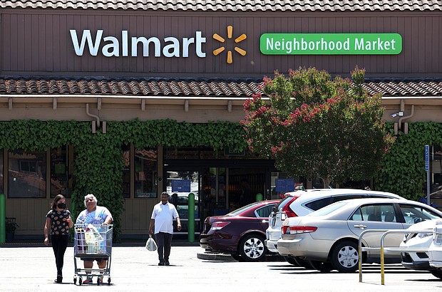 A benchmark measure of inflation slowed in July after surging in the previous month. Pictured is a Walmart store on August 04, in Rohnert Park, California. The retail giant recently issued a rare profit warning.
Mandatory Credit: Justin Sullivan/Getty Images