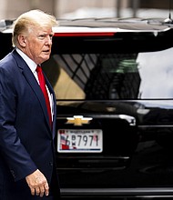 The FBI recovered 11 sets of classified documents from its search of former President Donald Trump's Mar-a-Lago home earlier this week. Trump is pictured leaving Trump Tower in New York on August 10.
Mandatory Credit:	Julia Nikhinson/AP