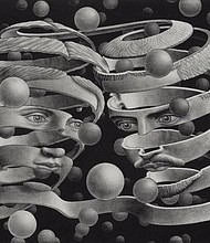 M.C. Escher, Bond of Union, April 1956, lithograph, collection of Michael S. Sachs. © The M.C. Escher Company, The Netherlands. All rights reserved.