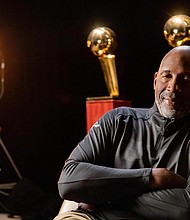 Lakers star James Worthy in 'Legacy: The True Story of the LA Lakers.'
Mandatory Credit:	Jesse Rambis/Hulu