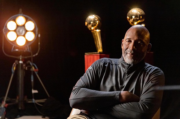 Lakers star James Worthy in 'Legacy: The True Story of the LA Lakers.'
Mandatory Credit:	Jesse Rambis/Hulu