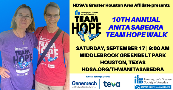 Team Hope is HDSA’s largest national grassroots fundraising event. Thousands of families, friends, co- workers, neighbors and communities walk together …