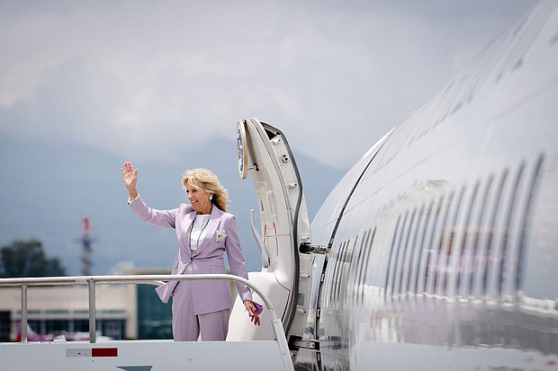 First lady Dr. Jill Biden has tested positive for Covid-19 and is experiencing mild symptoms, her spokesperson said on August 16. Biden is pictured here on her visit to Costa Rica on May 23.
Mandatory Credit:	Erin Schaff/Pool/Reuters